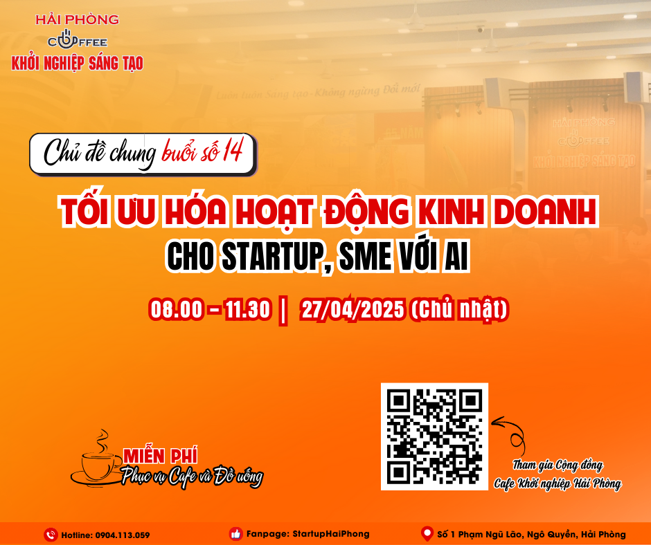 HẢI PHÒNG- CAFE KHỞI NGHIỆP SÁNG TẠO 14: TỐI ƯU HÓA HOẠT ĐỘNG KINH DOANH CHO STARTUP, SME VỚI AI