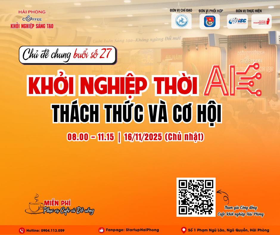 HẢI PHÒNG- CAFE KHỞI NGHIỆP SÁNG TẠO 27: KHỞI NGHIỆP THỜI AI-  THÁCH THỨC VÀ CƠ HỘI